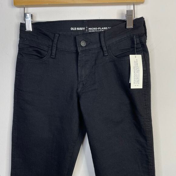 Old Navy Mid Rise Micro Flare Stretch Denim Jeans Black Womens 0P 0 Petite New - Picture 3 of 15